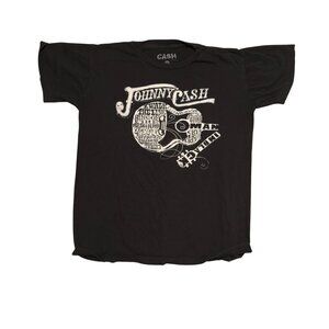 Johnny Cash Size Womens M "Guitar Song Titles" Graphic T-Shirt Cotton